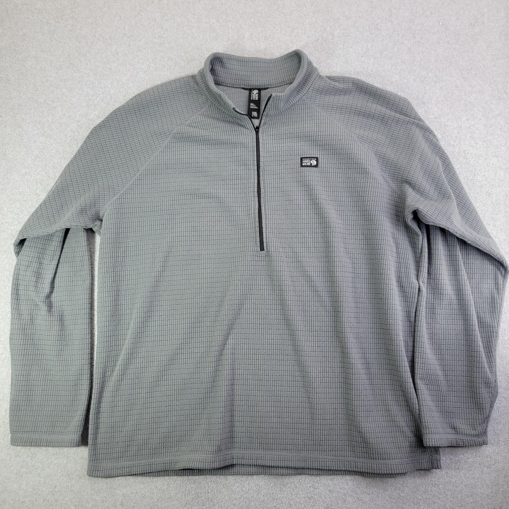 Mountain Hardwear Sweatshirt Mens 2XL Gray Mock Neck 1/4 Zip Pullover Fleece